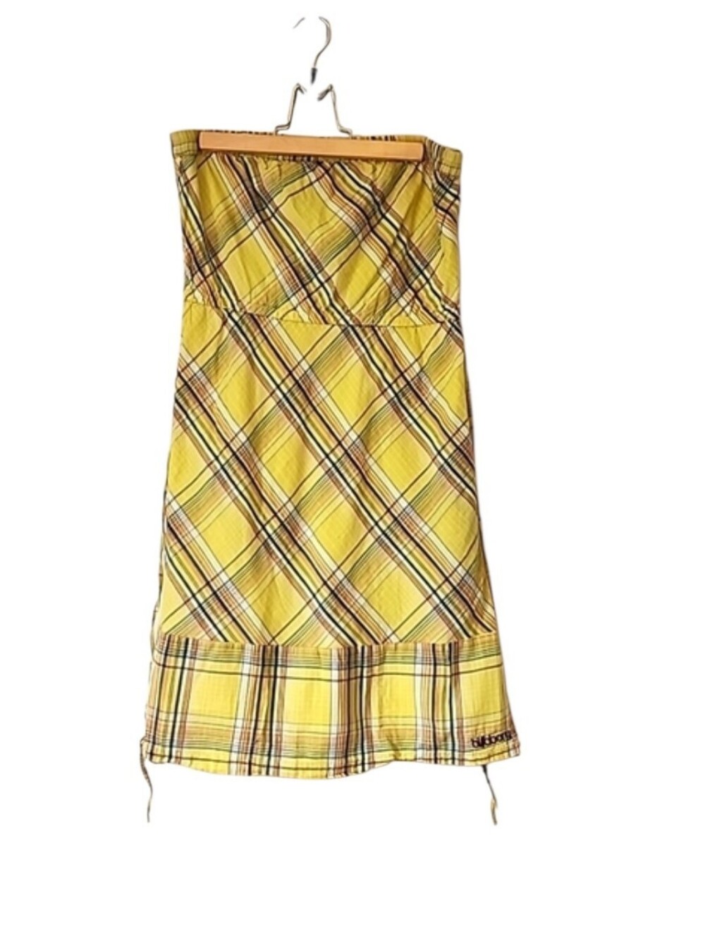 Billabong Yellow Plaid Strapless Sundress